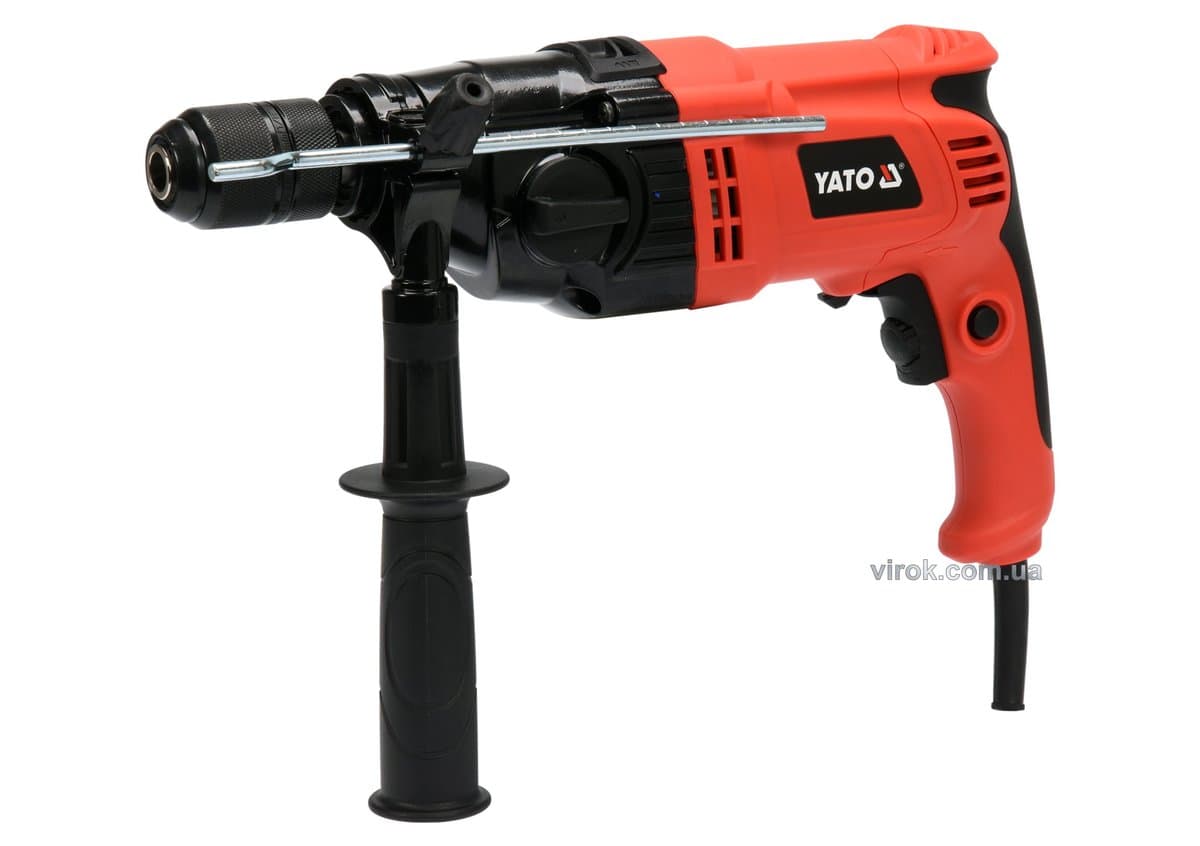 Дриль ударний мережевий YATO: P=1050Вт,з самозатиск. металевим патроном для свердл Ø≤13мм,2режими[5]