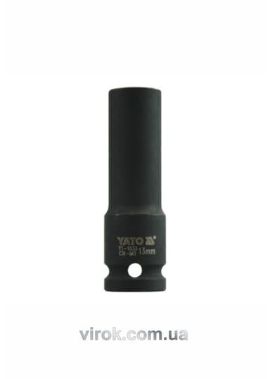 Головка торцева ударна 6-гранна YATO : подовжена, квадрат 1/2", М= 13 мм, L= 78 мм [30/120]