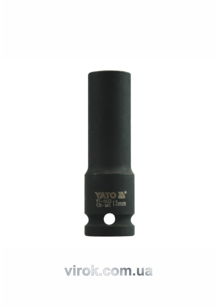 Головка торцева ударна 6-гранна YATO : подовжена, квадрат 1/2", М= 13 мм, L= 78 мм [30/120]