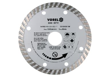 Диск відрізний алмазний VOREL : TURBO Ø= 115 мм [20/200]