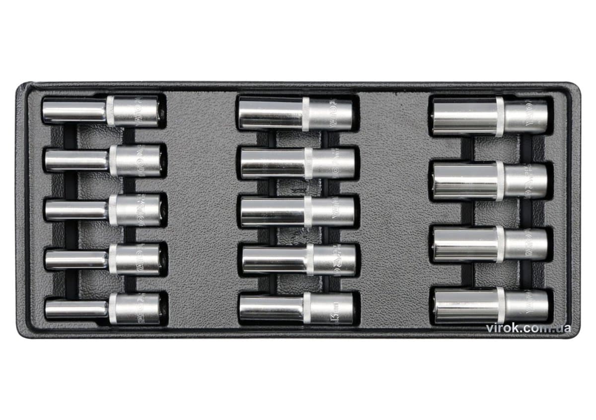 Вклад до інструментальної шафи YATO, торцеві глибокі ключі з квадр. 1/2", 14 елем. [8]