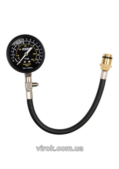 Компресометр для бензинових двигунів YATO з вужиком і різьбами [12/24]
