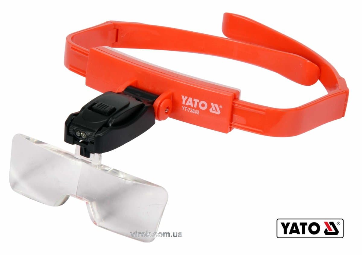 Лінза на голову з підсвіткою YATO: 2 LED, 5 шт. з кратністю: 1х, 1.5х, 2х, 2.5х, 3.5х [40]