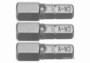 Насадка викруткова STHOR : HEX H8 x 25 мм, HEX 1/4", Cr-V, 3 шт (DW)