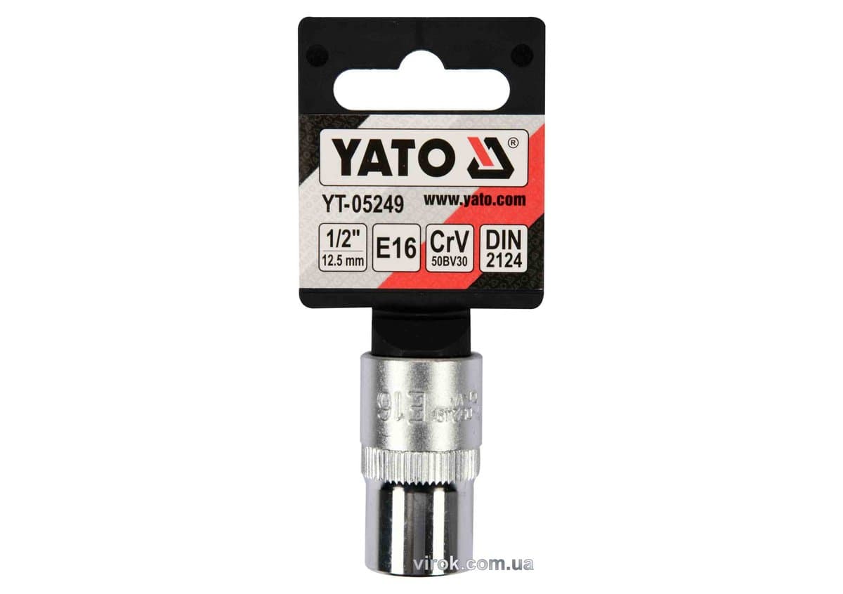 Головка торцева YATO : TORX E16, квадрат 1/2", CrV, DIN 2124 [Блістер] [6/180]