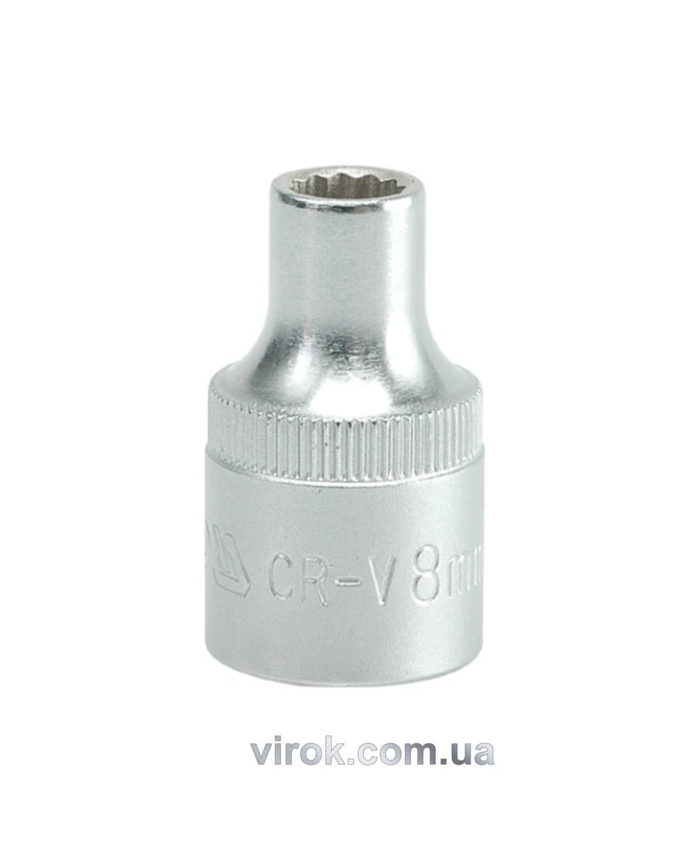 Головка торцева 12-гранна YATO : квадрат 1/2", М= 8 мм, L= 38 мм [12/120/240]