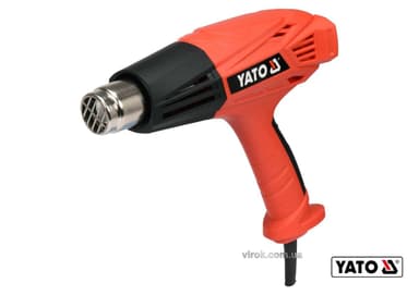 Фен технічний мережевий YATO: 2 кВт, 450°/600°C, 250/500 л/хв, регулятор температури + 4 насадки [5]