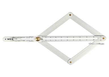 Кутомір алюмінієвий на шарнірах YATO: зовн./внутр. діапазони 10-170°/5-85°, довжина шкали- 380мм[10]