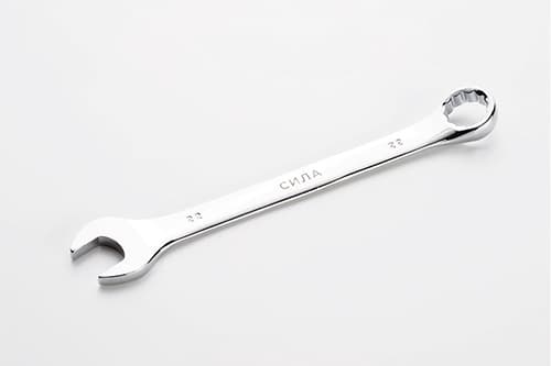 Ключ ріжково-накидний полірований CrV 22мм СИЛА