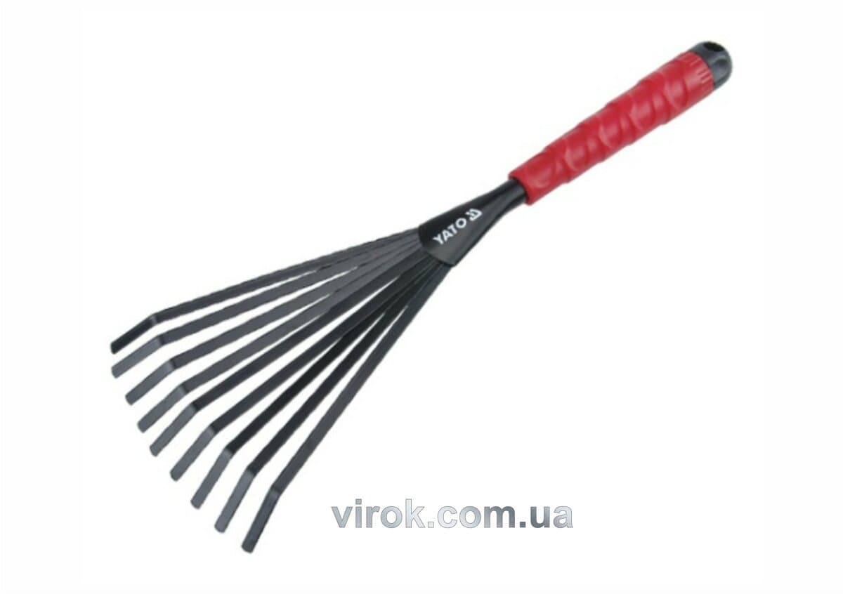 Граблі віяльні YATO: L= 400 мм, пропезинена ручка, сталеві [10/60]