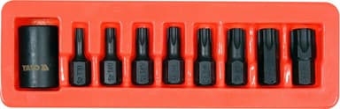 Набір насадок викруткових ударних YATO : TORX T30-T70 з 6-гр. адаптером 1/2". 9 Од. [6/36]