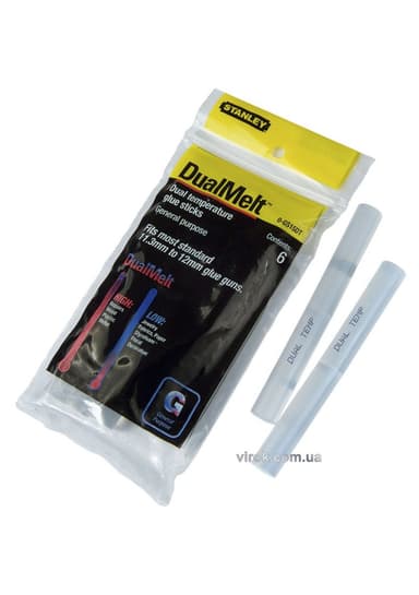 Стержні клейові STANLEY "DualTemp" : Ø=11.3 мм, L=101 мм, уп. 6 шт. DW