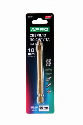 Свердло по склу і кахлю 4 грані HEX 10мм PRO APRO