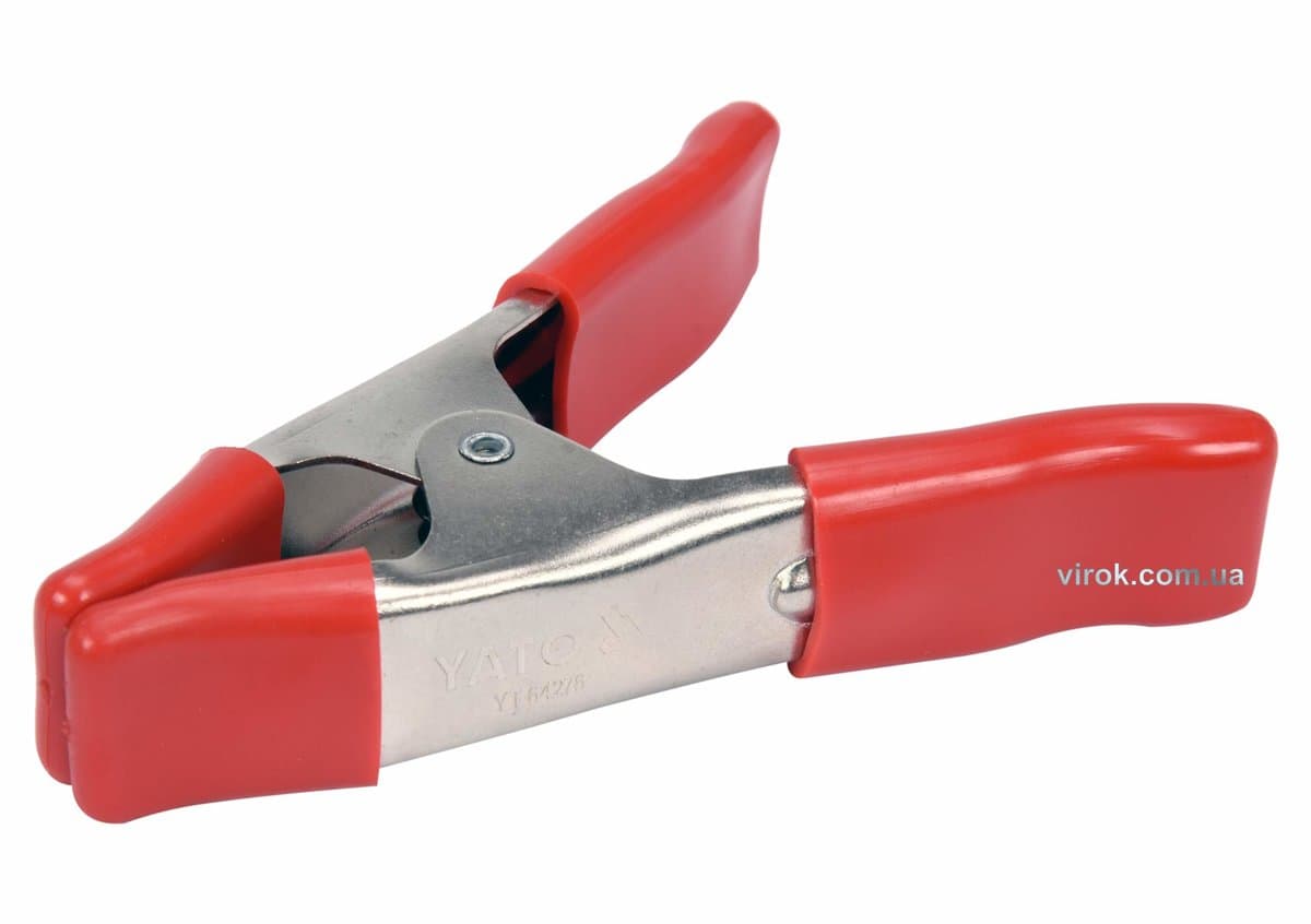 Струбцина пружинна- "прищіпка", металева YATO : L= 100 мм, роб. висота/глиб.- 25/25 мм [48/96]