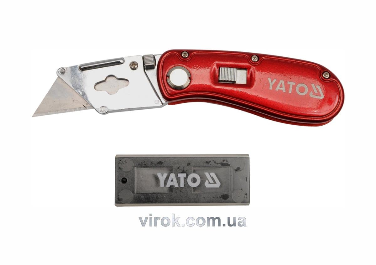 Ніж YATO складний : трапецевидне лезо, h=33 мм, L=61 мм +5 лез [12/72]