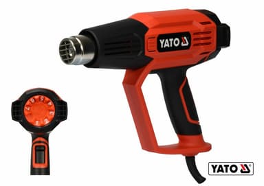 Фен технічний мережевий YATO : 2 кВт, 50-600°C, 250-500 л/хв, 7 режимів температури + 5 насадки [5]