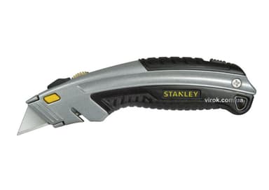 Ніж STANLEY : L= 180 мм. з висувним трапецевидним лезом, металевий корпус