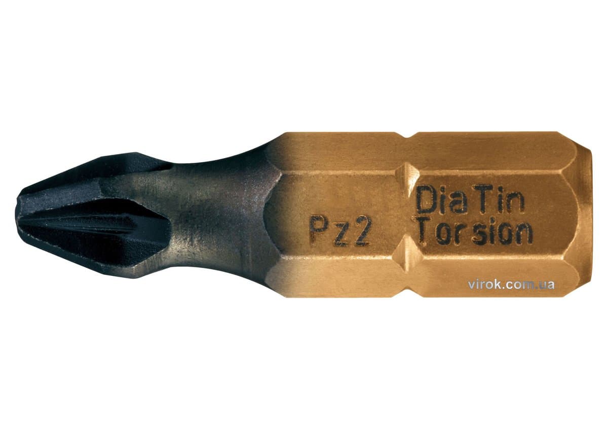 Насадка викруткова USH DIATIN : Pozidriv PZ1 x 25 мм. титанова, алмазне напилення. Уп. 10 шт
