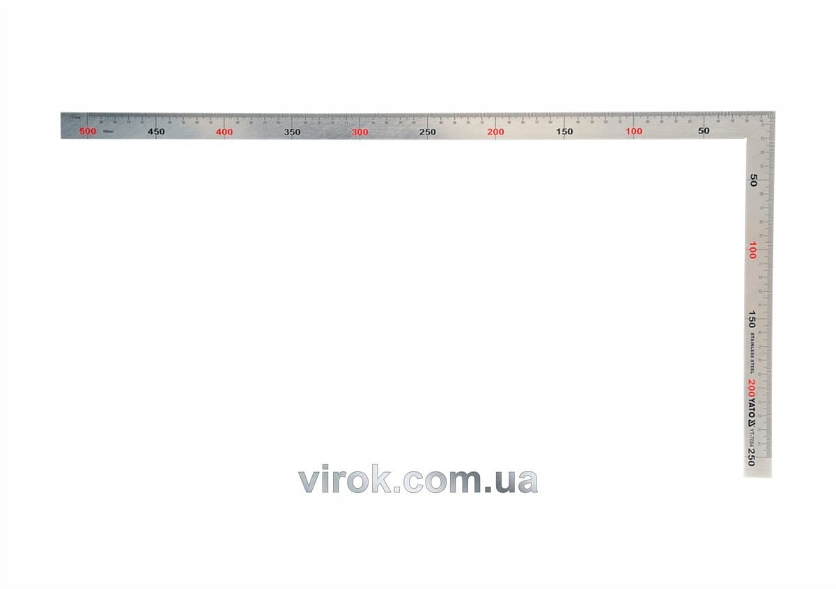 Кутник сталевий прямокутний YATO : 90° L= 250 х 500 мм [10/50]