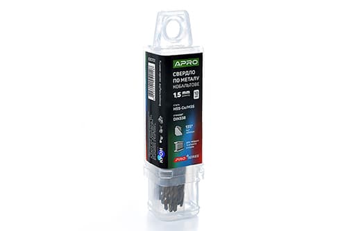 Свердло по металу кобальтове HSS-Co/M35 Ø1.5мм (тубус, кратно 10шт) PRO APRO