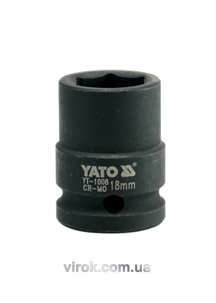 Головка торцева ударна 6-гранна YATO : квадрат 1/2", М= 18 мм, L= 39 мм [40/160]