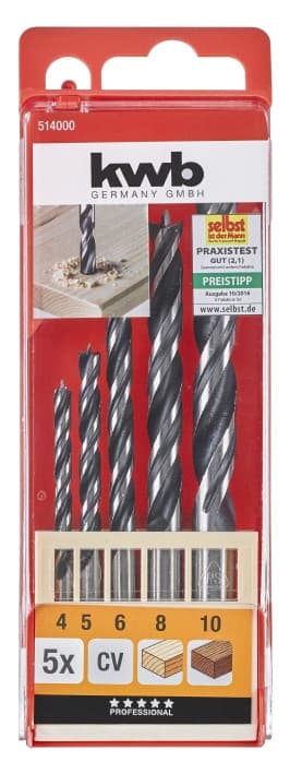 Набір свердел по дереву, 5 шт, KWB (514000)