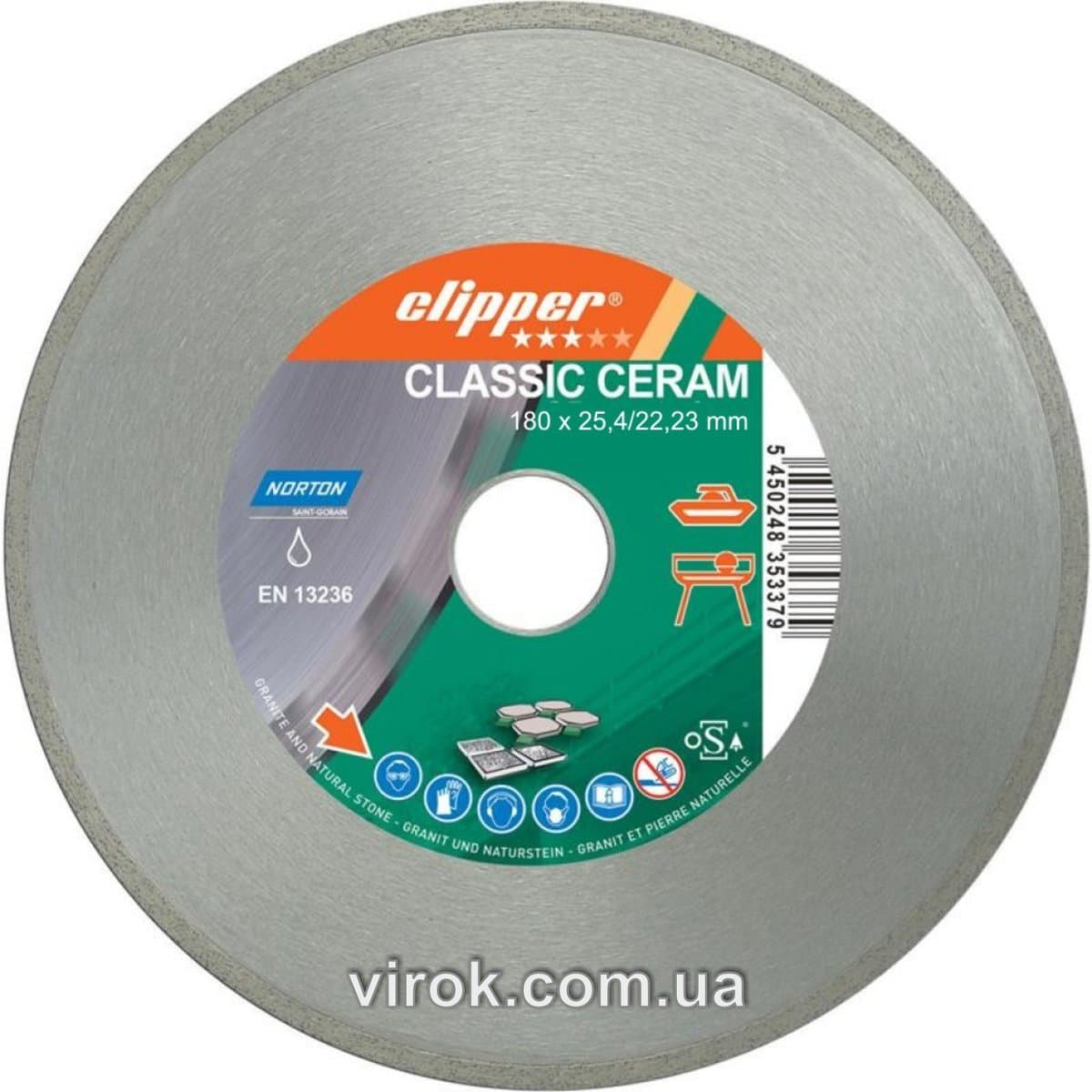 Диск алмазний по кераміці CLIPPER CLA CERAM; Ø= 180 x 25.4/22.23 мм