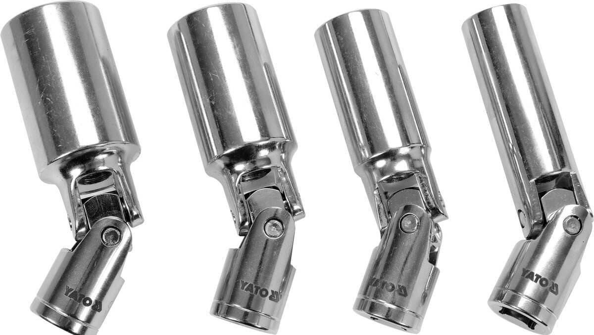 Головки торцеві до "свічок" двигунів з шарнірним приводом YATO, квадрат 3/8", М14, 16, 18, 21 мм, 4