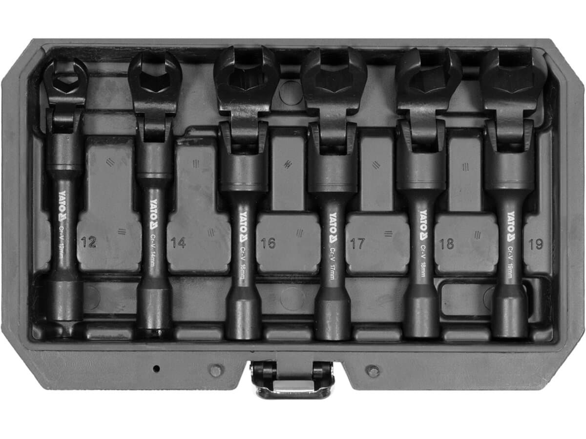 Ключі накидні відкриті на шарнірі до квадр. 3/8" YATO, М 12, 14, 16, 17, 18, мм, 6 шт. [10]