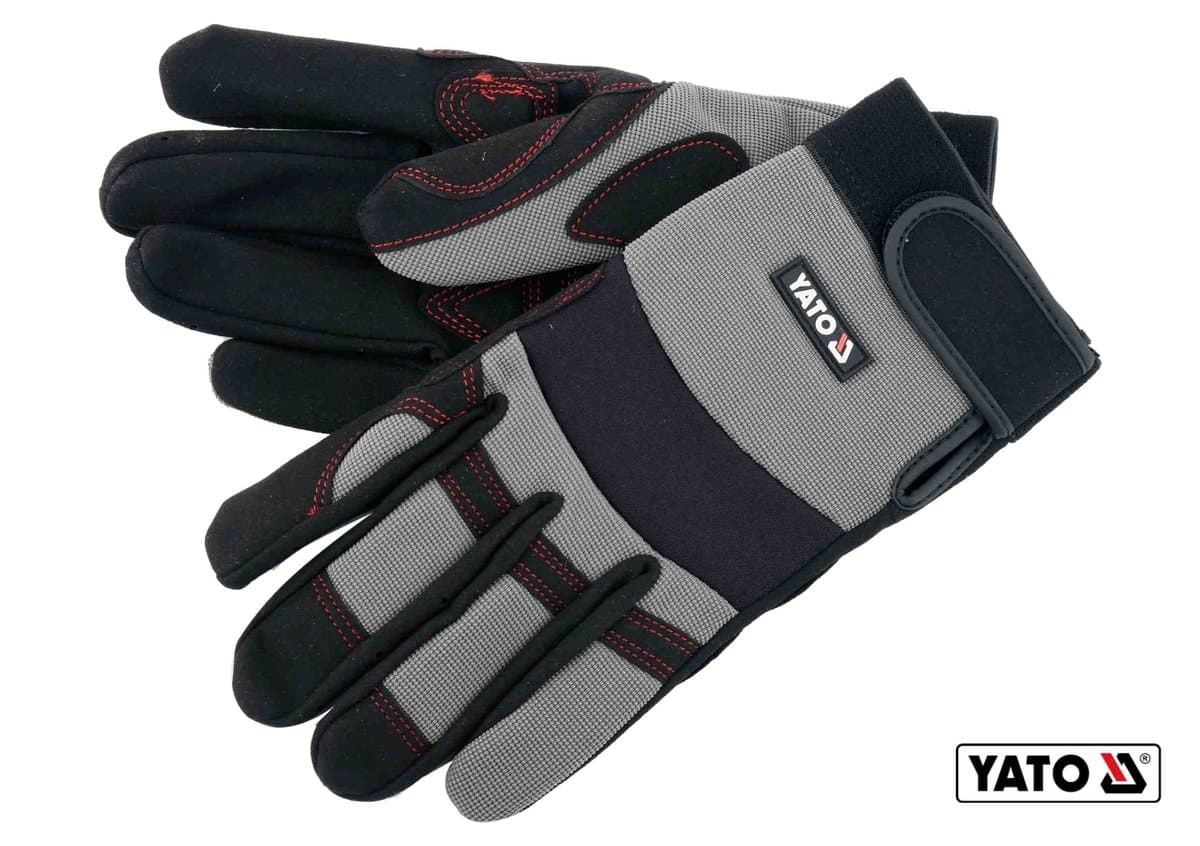 Рукавиці робочі з застібкою-липучкою YATO : штучна шкіра + синтетична тканина, розмір 9 [12/72]