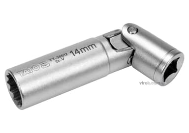 Головка торцева 12-гранна до свічок двигунів шарнірна YATO, квадрат 3/8", М14 [25/100]