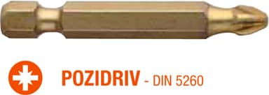 Насадка викруткова USH ISOTIN : Pozidriv PZ2 x 50 мм. Torsion. титанова, подовжена. Уп. 10 шт.