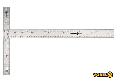 Кутник алюмінієвий VOREL : 600 х 390 мм, з розмітками кутів 15-75° [2/10]