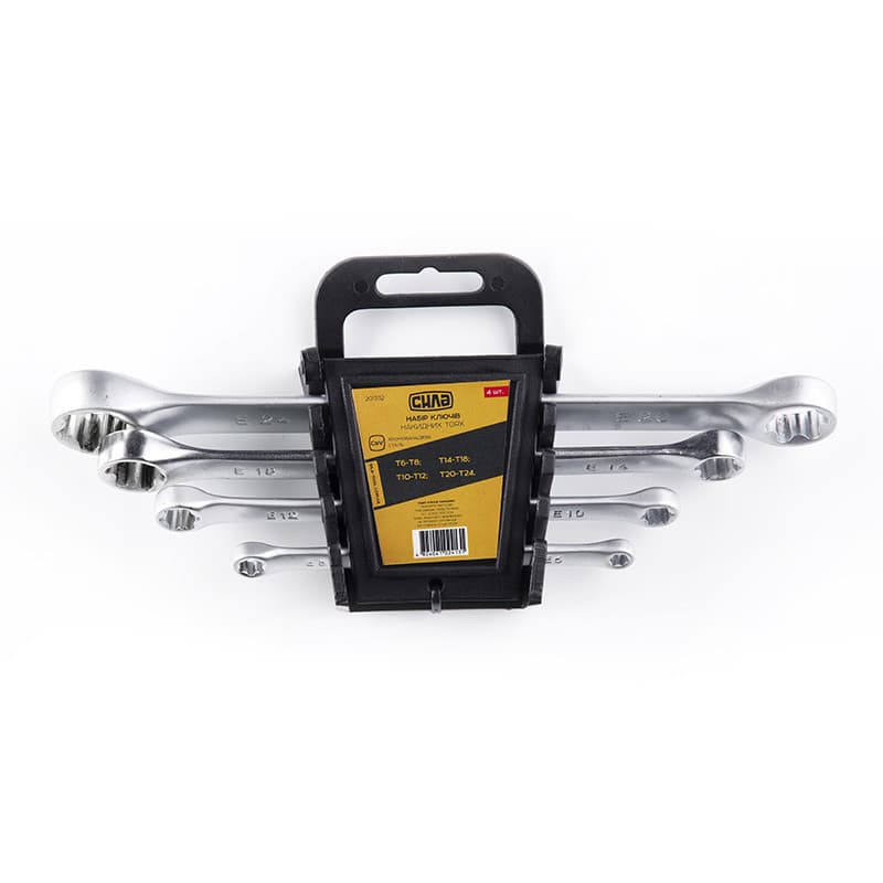СИЛА Набір ключів накидних двосторонніх TORX 4 шт. (T6хT8,T10хT12,T14хT18,T20хT24)