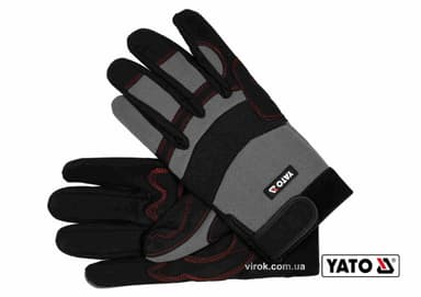 Рукавиці робочі з застібкою-липучкою YATO : штучна шкіра + синтетична тканина, розмір 10 [12/72]