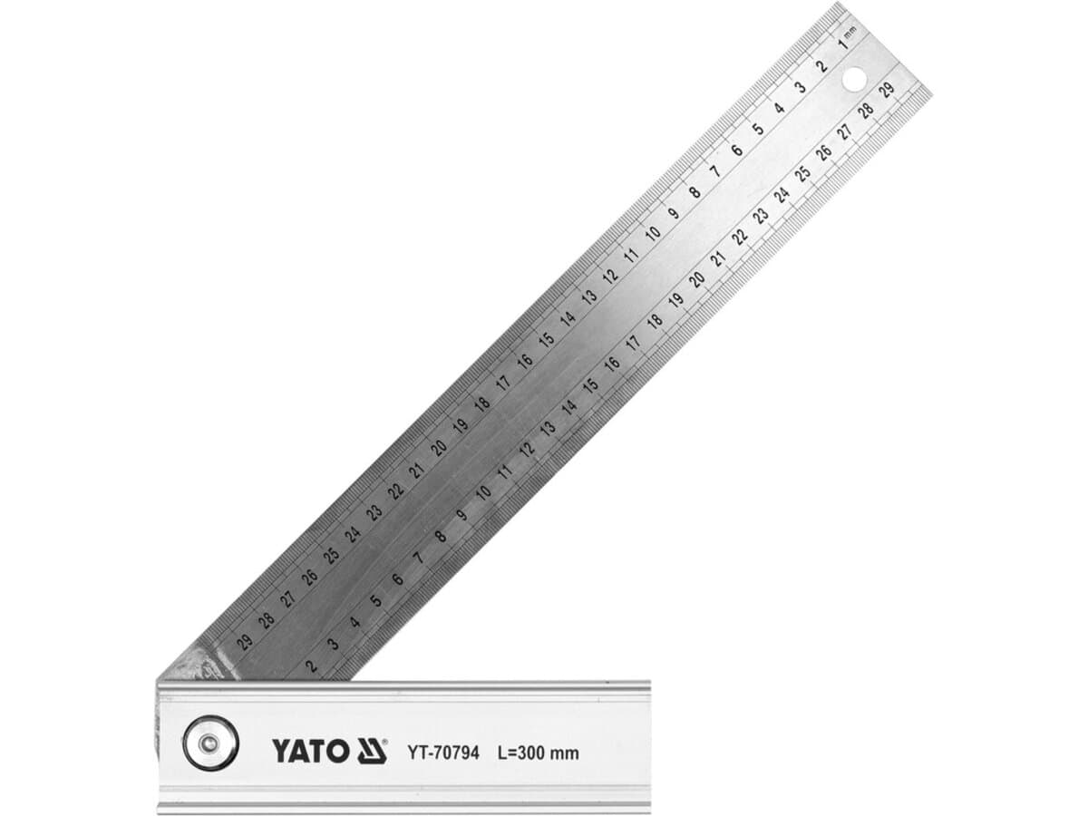 Кутник регульований 90°-45°-135° YATO l= 300 мм зі стопкою l= 160 мм [60]