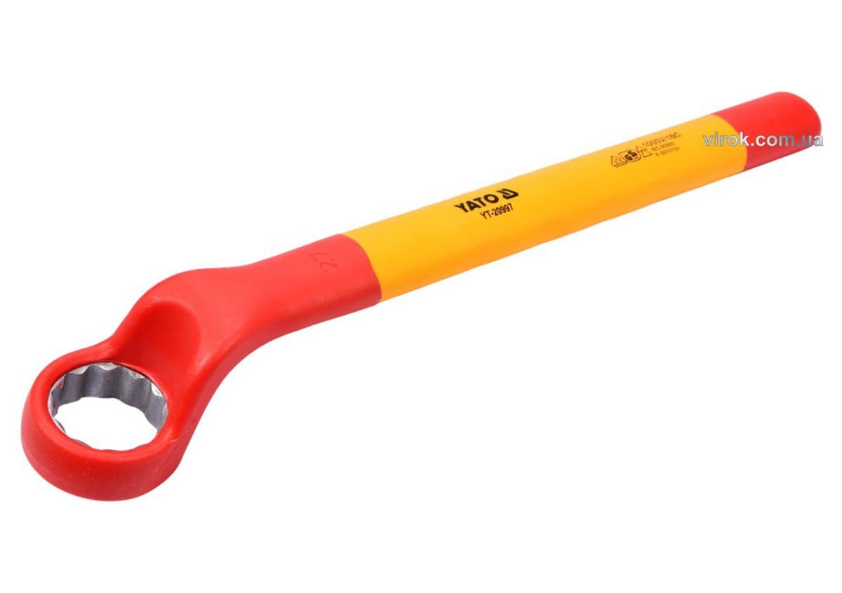 Ключ накидний електрика VDE YATO : М27 мм, вигнутий до 1000V(DW)