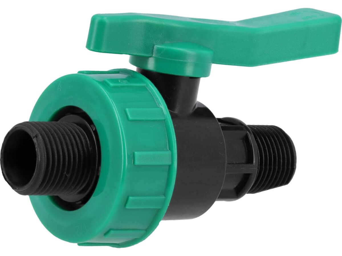 Кран кульовий до водяних пластикових труб Ø= 3/4" Х 3/4" M/M-різьб FLO з поліпроп, для тиску 16Bar