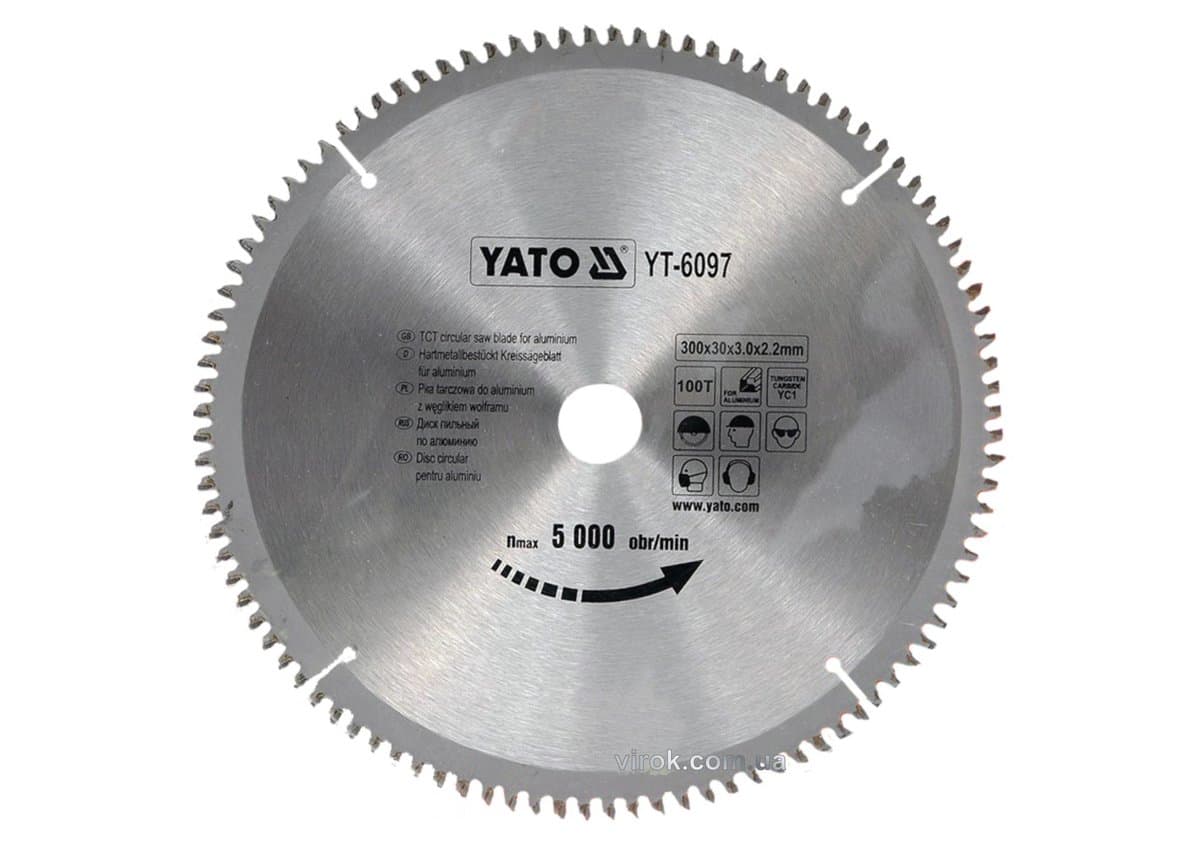 Диск пиляльний по алюмінію YATO, 300х30х3.0x2.2 мм, 100 зубців, R.P.M до 5000 1/хв [10]