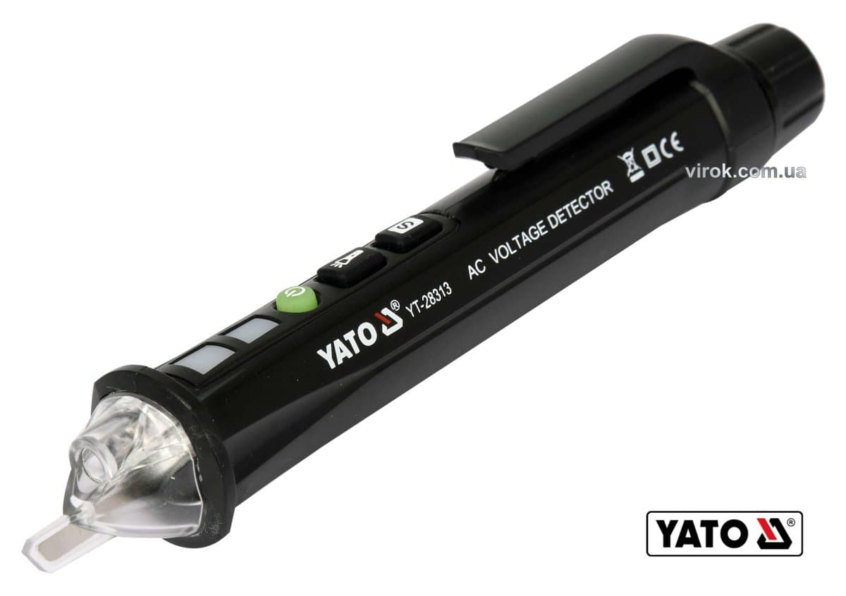 Індикатор напруги мережі індуктивний безконтактн YATO: 12/48-1000 В, з ліхтарем, живл. 2 х ААА [120]