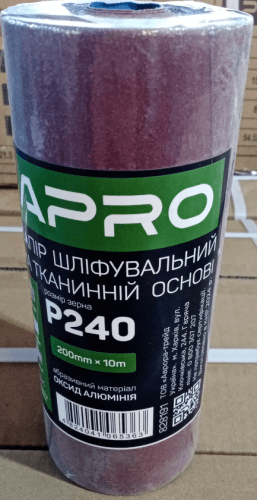 Папір шліфувальний P240 рулон 200мм*10м (тканинна основа) APRO