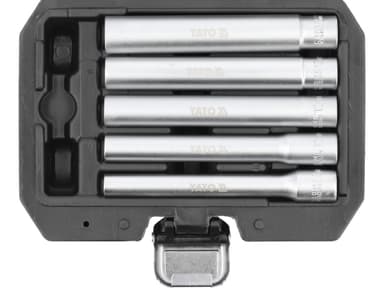 Головки торцеві YATO дуже довгі, з квадратами 1/4" і 3/8", М= 8, 10, 12, 13, 14 мм, L= 120 мм, 6 еле