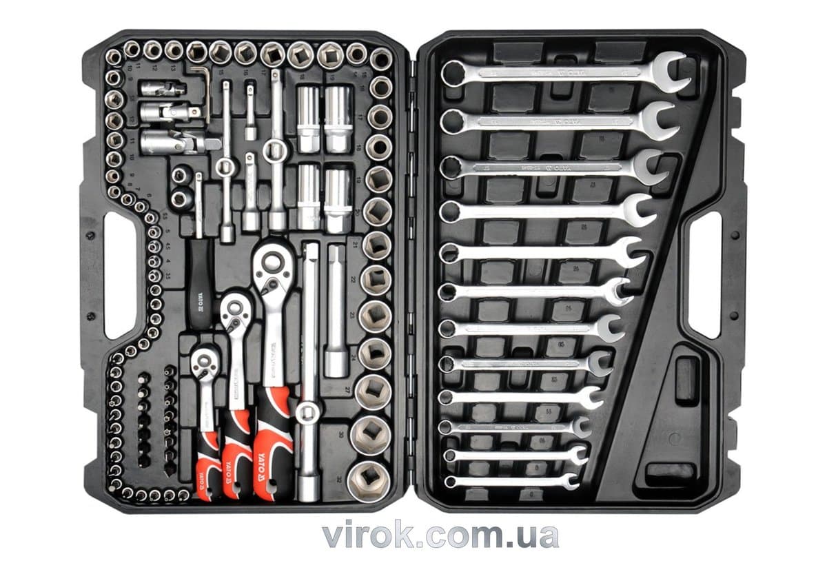 Набір головок торцевих YATO : квадрат 1/2", 3/8", 1/4" з інструментами, насадками. 111 шт. [2]