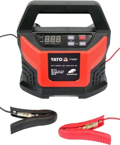 Зарядний прилад з LCD дисплеєм від мережі230В YATO до акумулят 12V; 2, 6,10,15 А, макс. 300AГод [8]