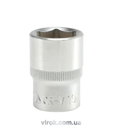 Головка торцева 6-гранна YATO : квадрат 1/2", М= 19 мм, L= 38 мм [12/120/240]