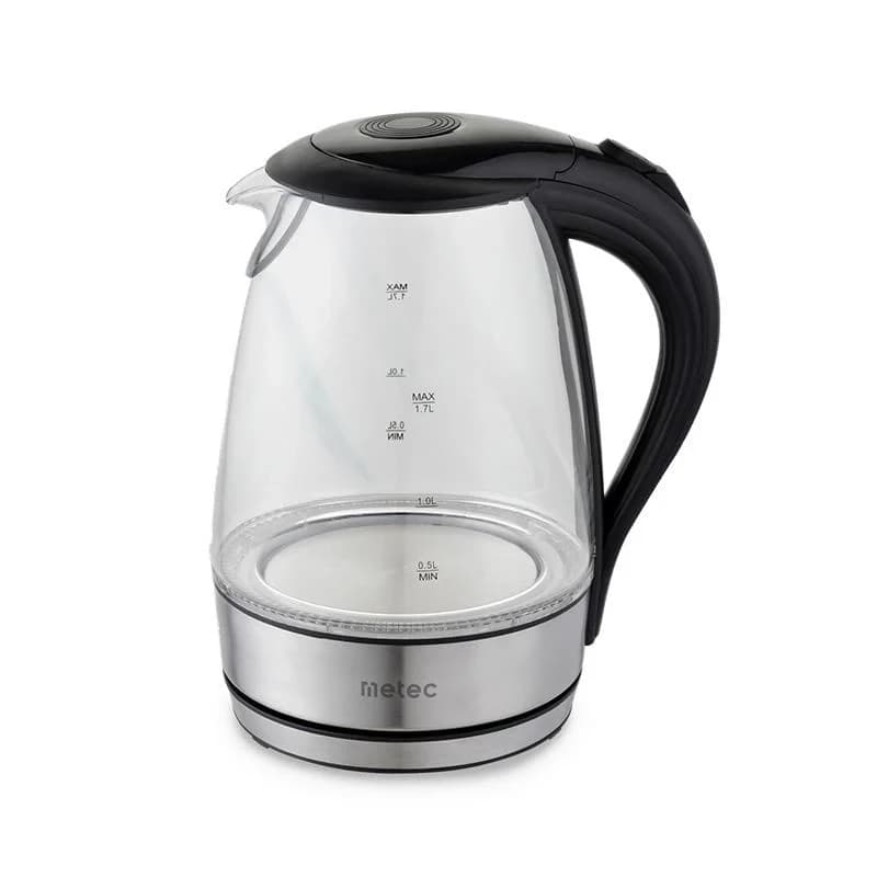 METEC Електрочайник EK-04GB 1.7л, 1850-2200Вт, корпус скло, чорний