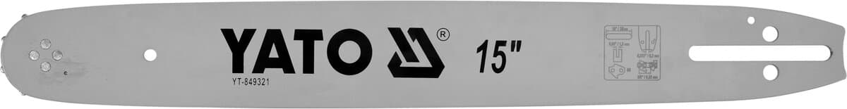 Шина для пили YATO l= 15"/38 см (56 ланок)3/8" (9,525 мм).Т-0,05" (1,3 мм)---YT-84952,YT-84960 (DW)