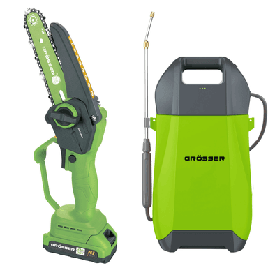 Набір №04 Акумуляторна ланцюгова пила Grosser GCS 601 та Акумуляторний обприскувач Grosser GBS-8Li