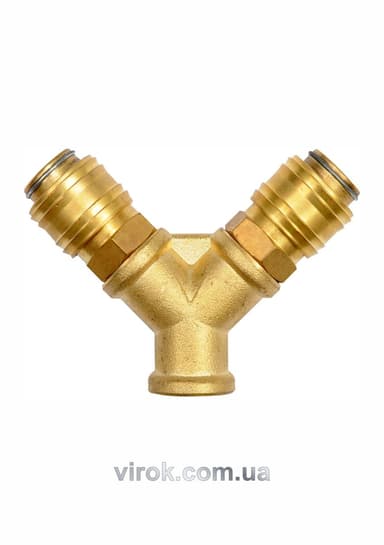 Швидкознімне латунне з'єднання пневматичне YATO, 2-сторон. розгалуження Ø= 1/4" і внутр.Ø= 3/8" [25]
