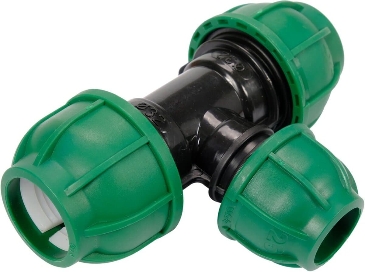 Трійник сполучний водяних пластикових труб 32 мм- 25 мм- 32 мм FLO поліпропіленовий, для тиску 1 MPa